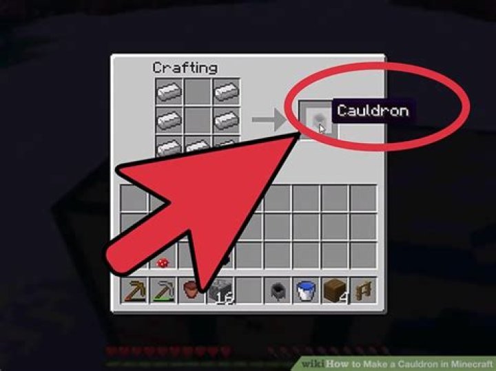 How do you craft a cauldron in minecraft