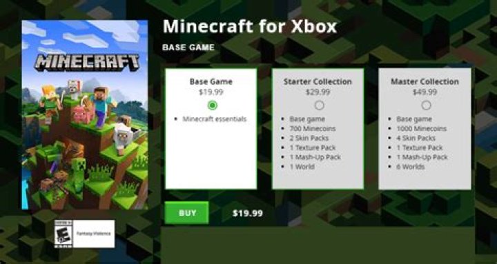 How much does minecraft cost on xbox one