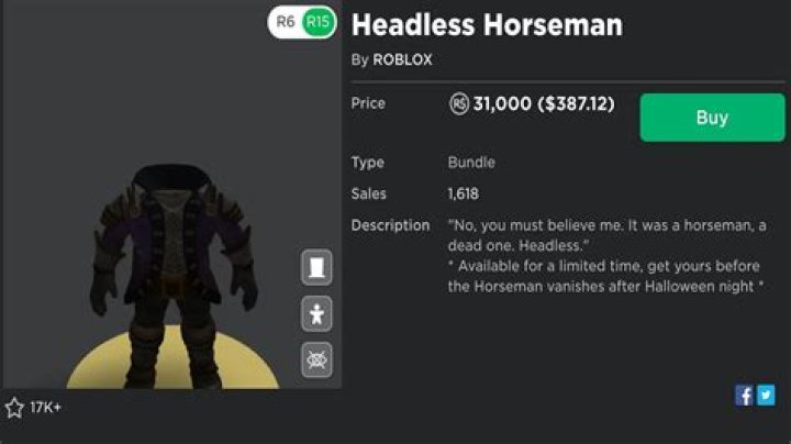How much is the headless head in roblox