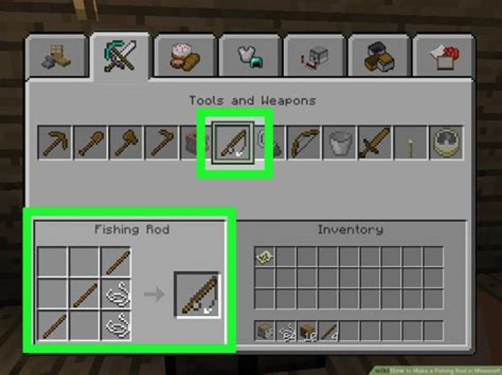How to build a fishing rod in minecraft