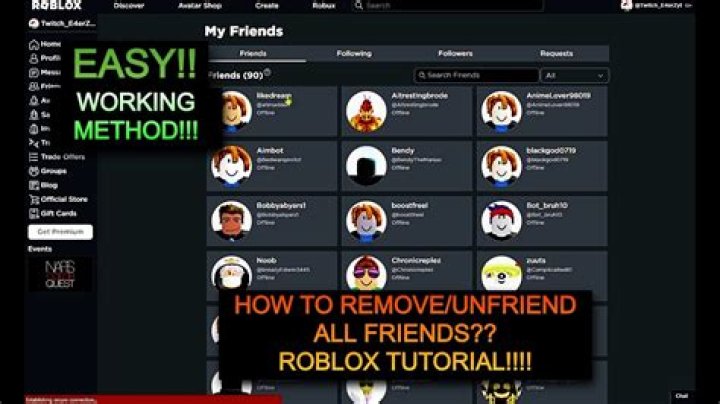 How to delete all your friends on roblox at once 2020