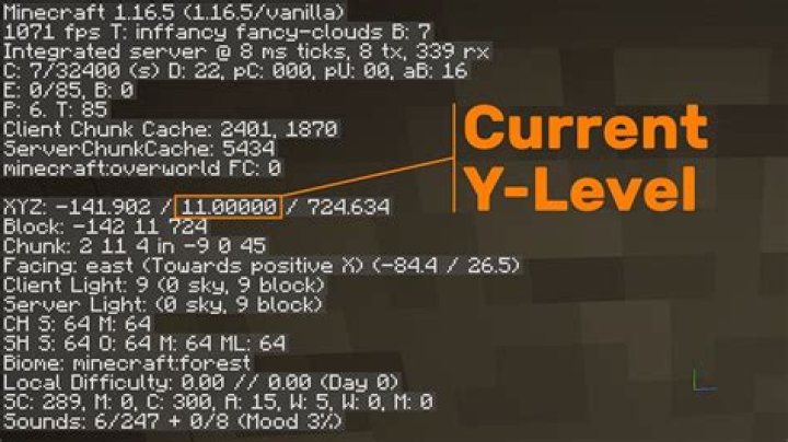 How to find y coordinate 12 in minecraft