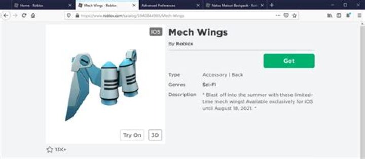 How to get the mech wings in roblox