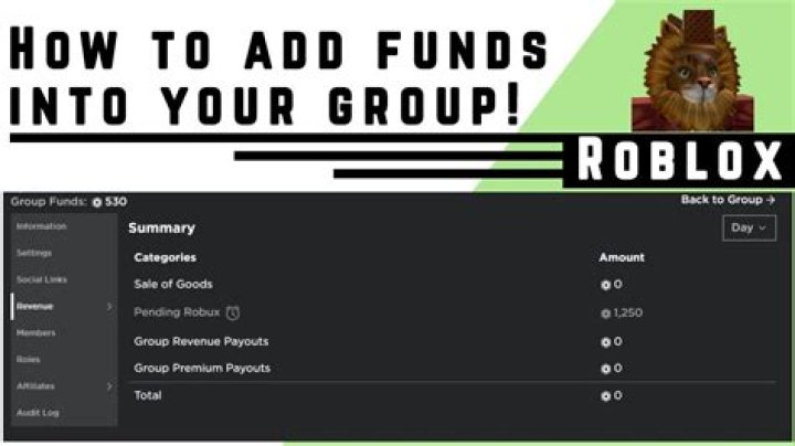 How to put funds in a roblox group