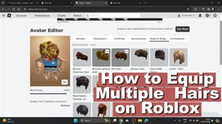 How to put on multiple hairs in roblox