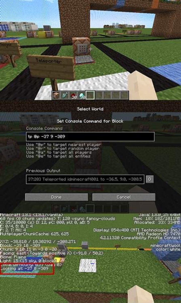 How to teleport in minecraft with command block