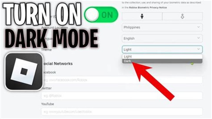 How to turn on dark mode roblox
