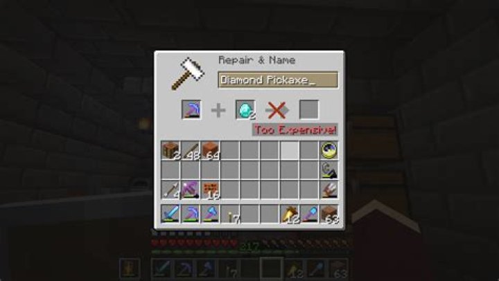 Minecraft how to repair pickaxe