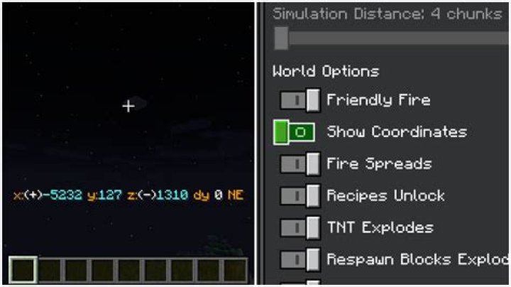 Minecraft how to show coordinates