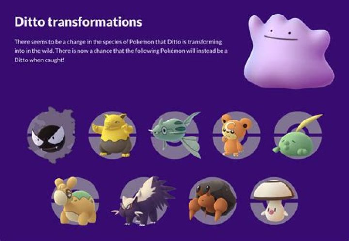 What can ditto be in pokemon go august 2021
