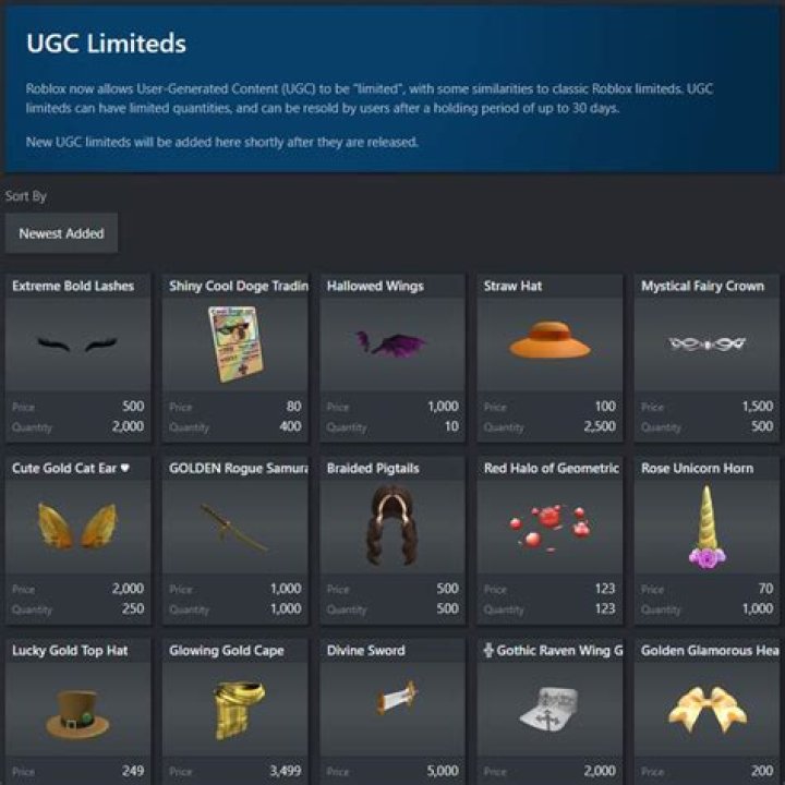 When does roblox release limited items